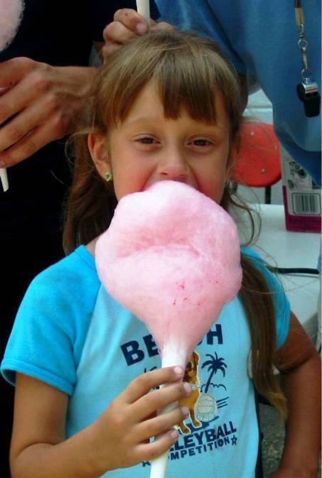 Kids love eating pink cotton candy